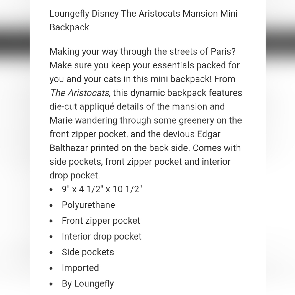 Loungefly Aristocats Mansion Castle Mini Backpack and Wallet - Picture 12 of 16